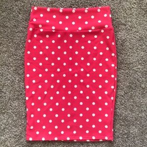Lularoe Cassie Pink Polka Dot Small
